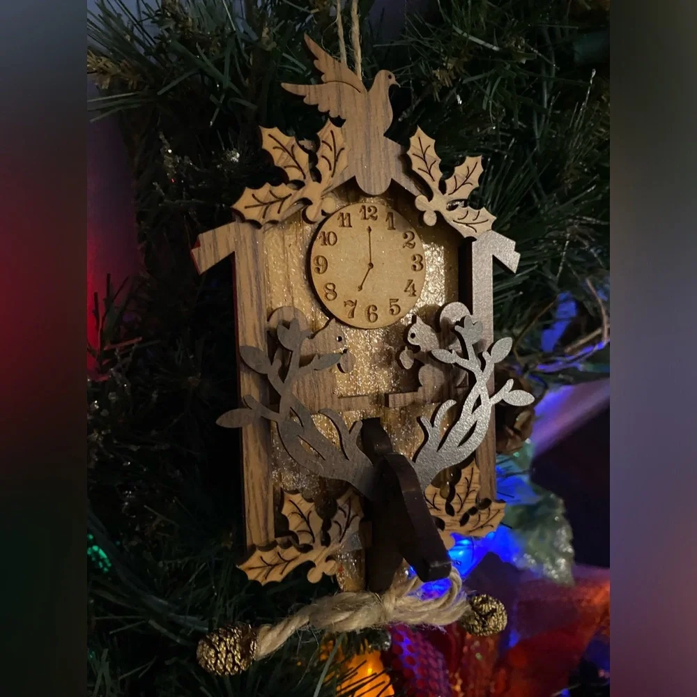 WOODEN CUCKOO CLOCK | Black Forest Germany Bavarian Christmas Ornament